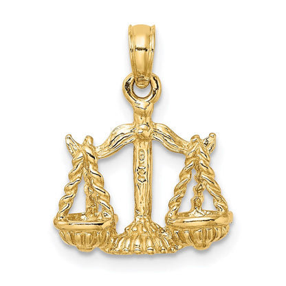 14K Gelbgold 3-D Libra Sternzeichen-Charm