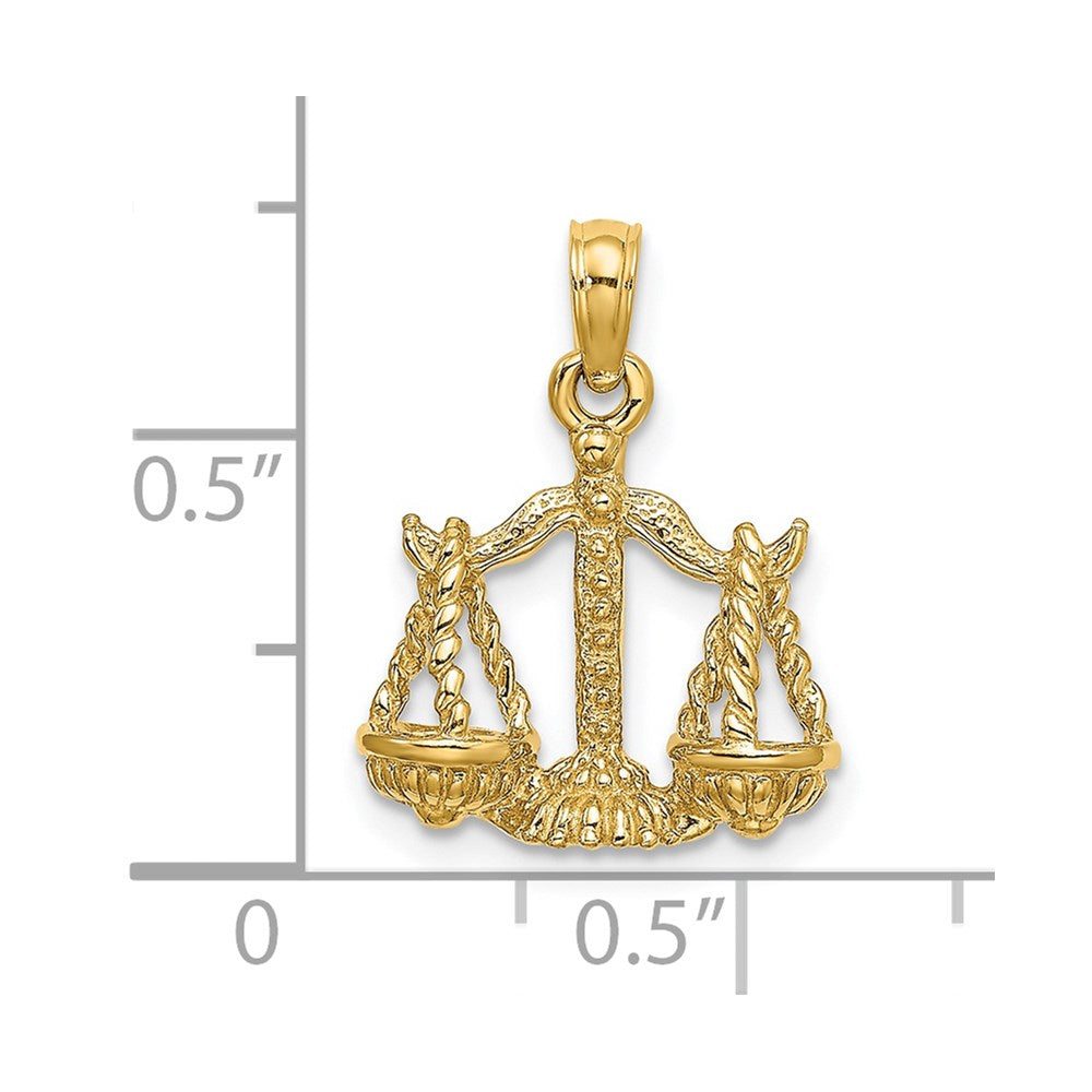 14K Gelbgold 3-D Libra Sternzeichen-Charm