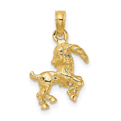 14K Gelbgold 3-D Steinbock-Sternzeichen-Charm