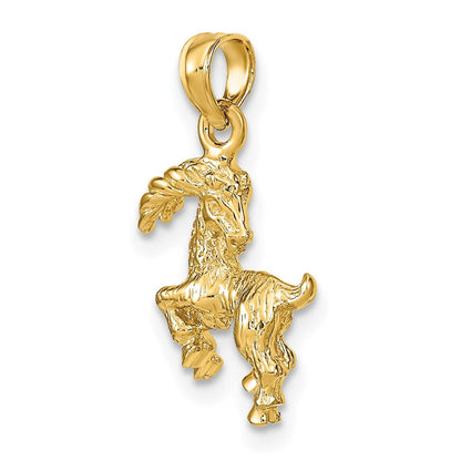 14K Gelbgold 3-D Steinbock-Sternzeichen-Charm