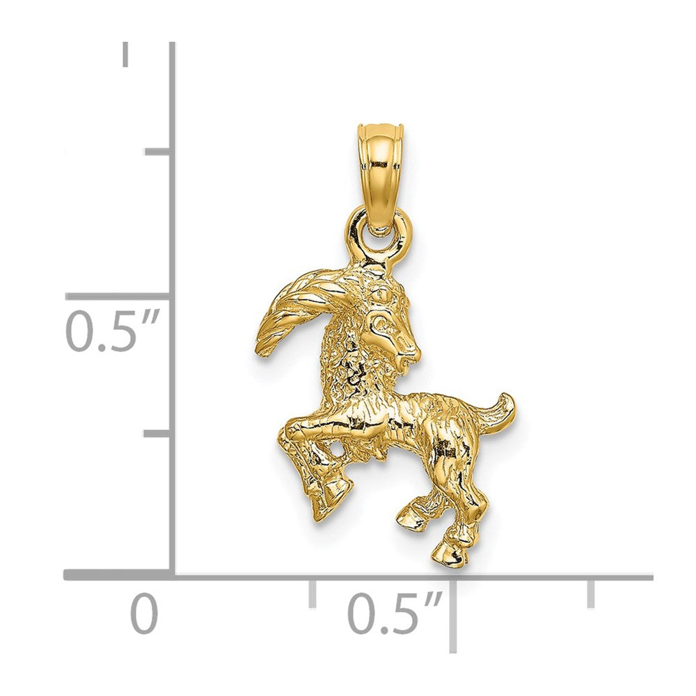 14K Gelbgold 3-D Steinbock-Sternzeichen-Charm