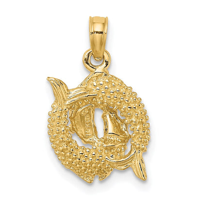 14K Gelbgold 3-D Sternzeichen Fische Charm