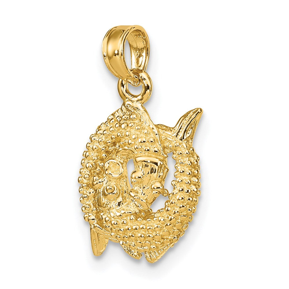 14K Gelbgold 3-D Sternzeichen Fische Charm