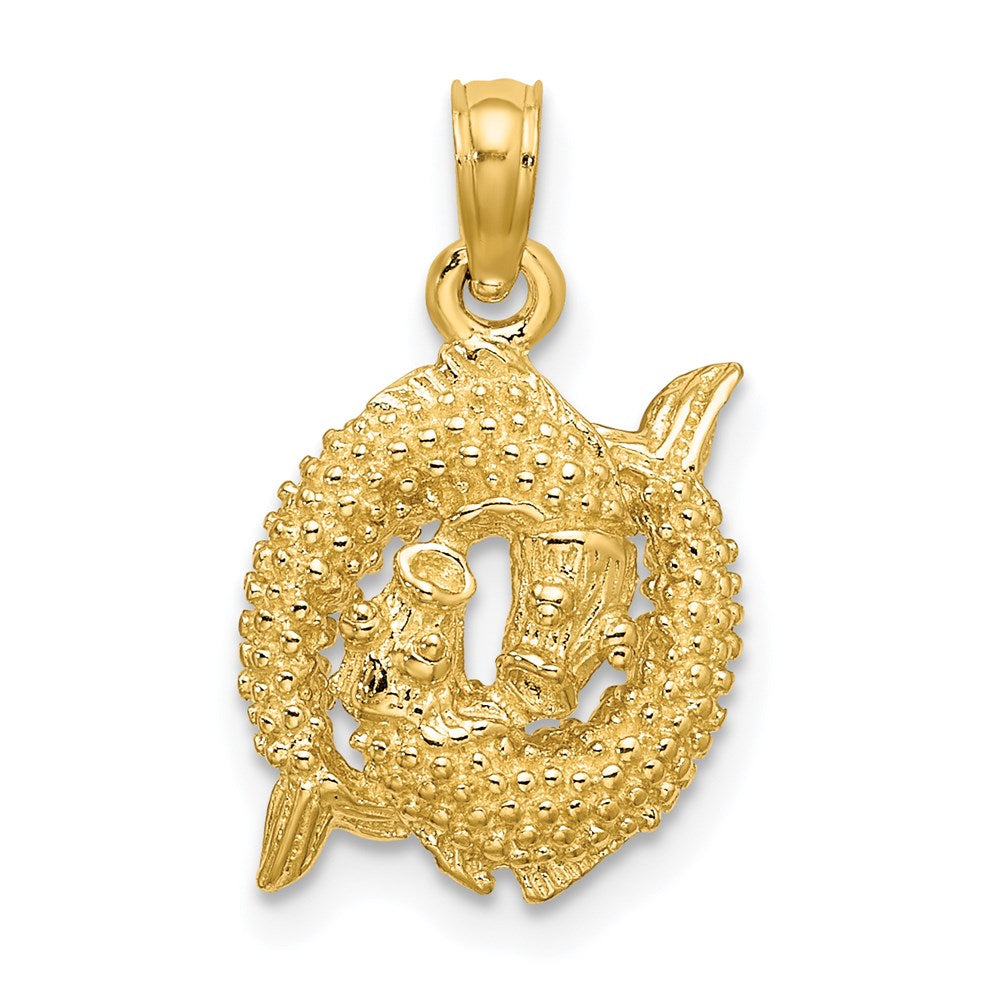 14K Gelbgold 3-D Sternzeichen Fische Charm