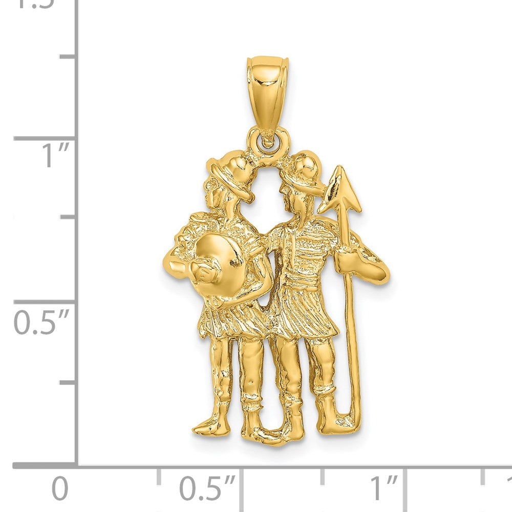 14K Gelbgold Großer Zwillinge Sternzeichen-Charm