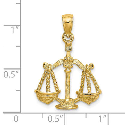 14K Gelbgold Waage Sternzeichen-Charm, groß