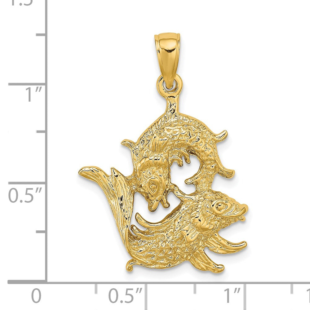 14 Karat Gelbgold Großer Fische-Sternzeichen-Charm