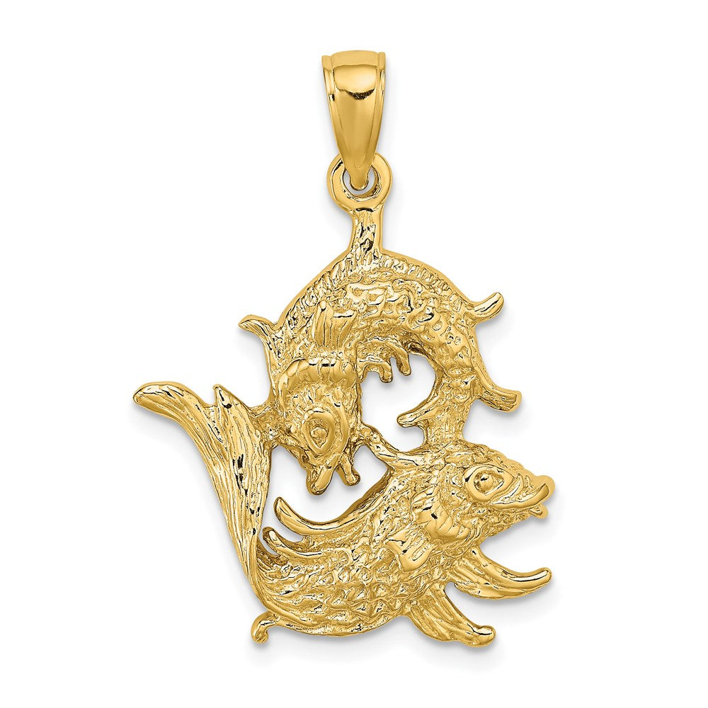14 Karat Gelbgold Großer Fische-Sternzeichen-Charm