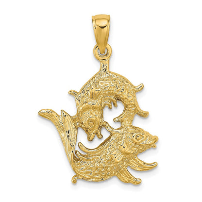 14 Karat Gelbgold Großer Fische-Sternzeichen-Charm