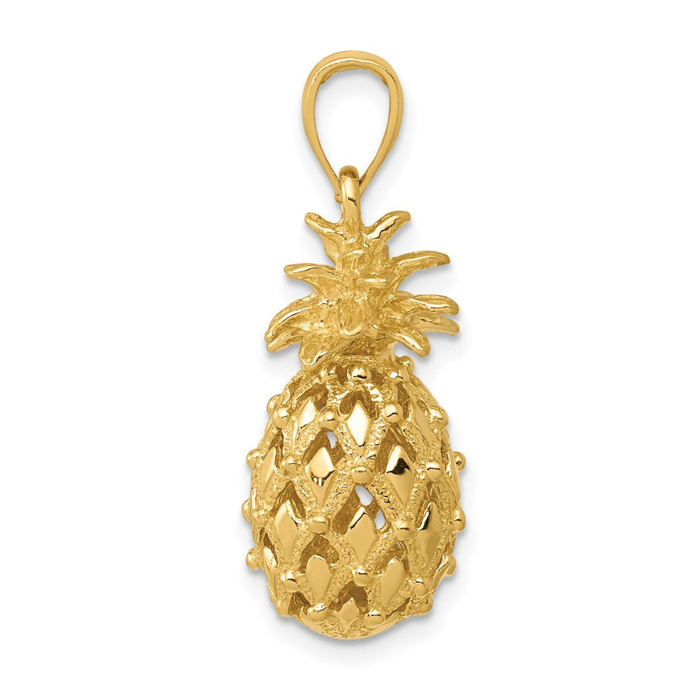 14K Gelbgold 3-D-Ausgeschnittener Ananas-Anhänger