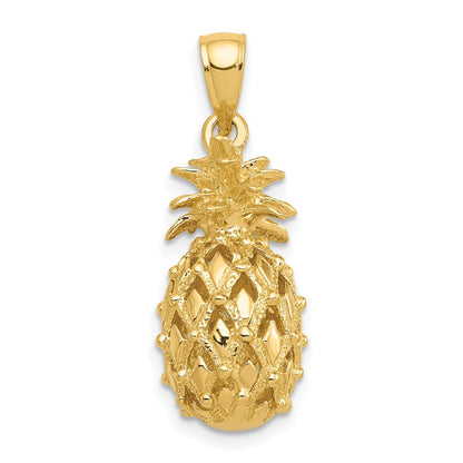 14K Gelbgold 3-D-Ausgeschnittener Ananas-Anhänger