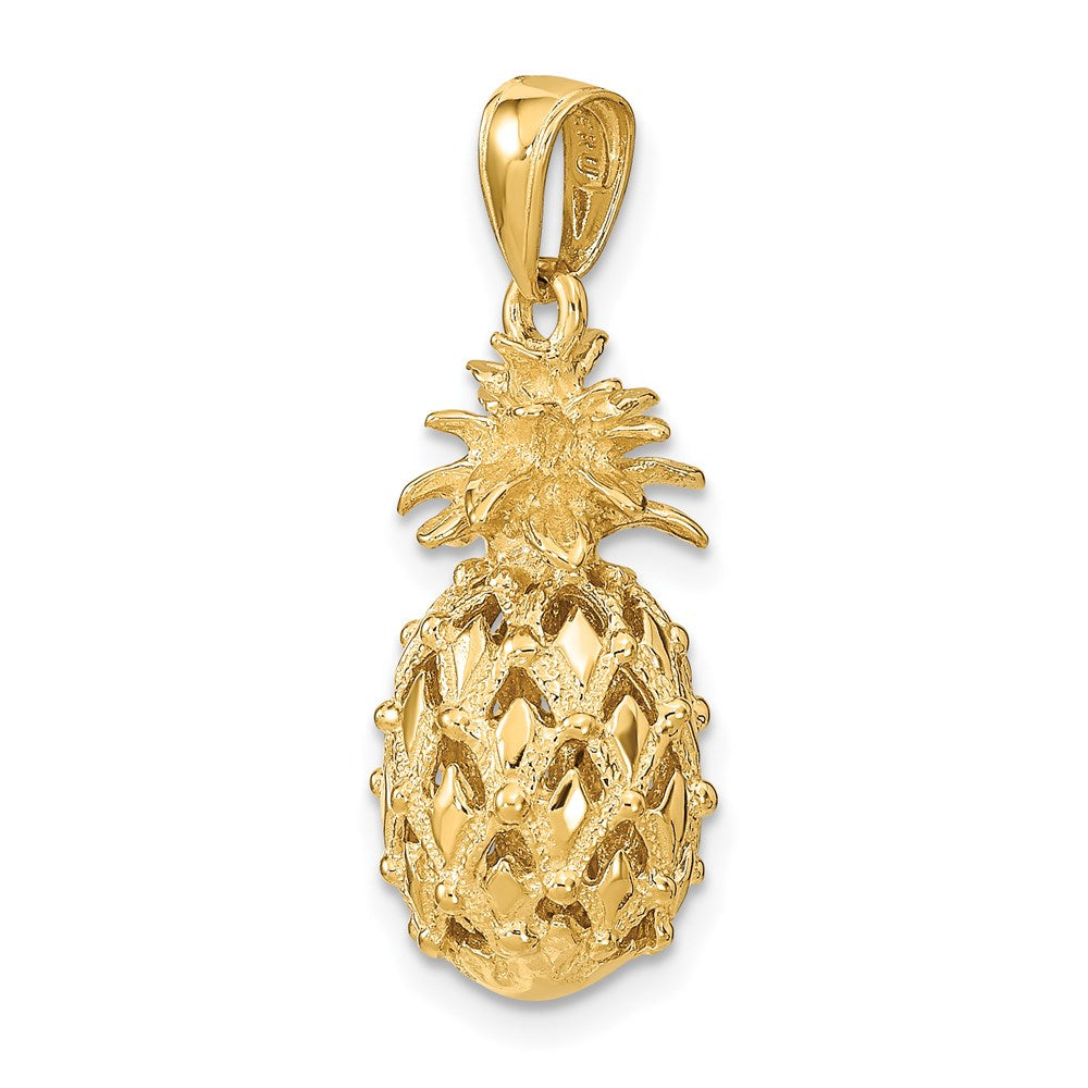 14K Gelbgold 3-D-Ausgeschnittener Ananas-Anhänger