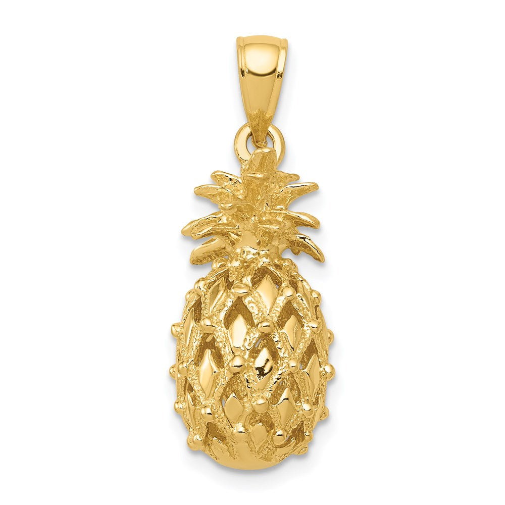 14K Gelbgold 3-D-Ausgeschnittener Ananas-Anhänger