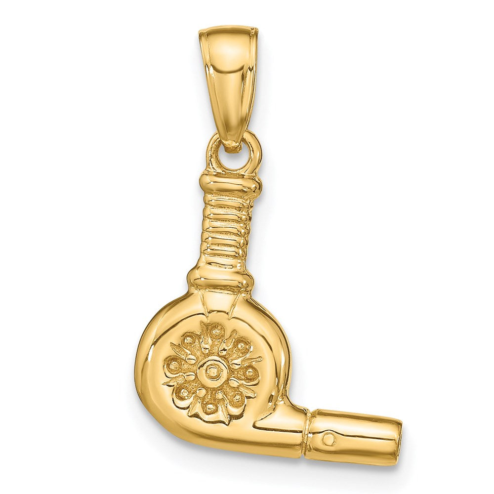 14 Karat Gelbgold 3D-Föhn-Anhänger