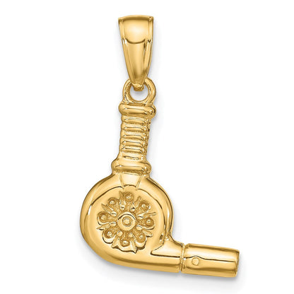 14 Karat Gelbgold 3D-Föhn-Anhänger