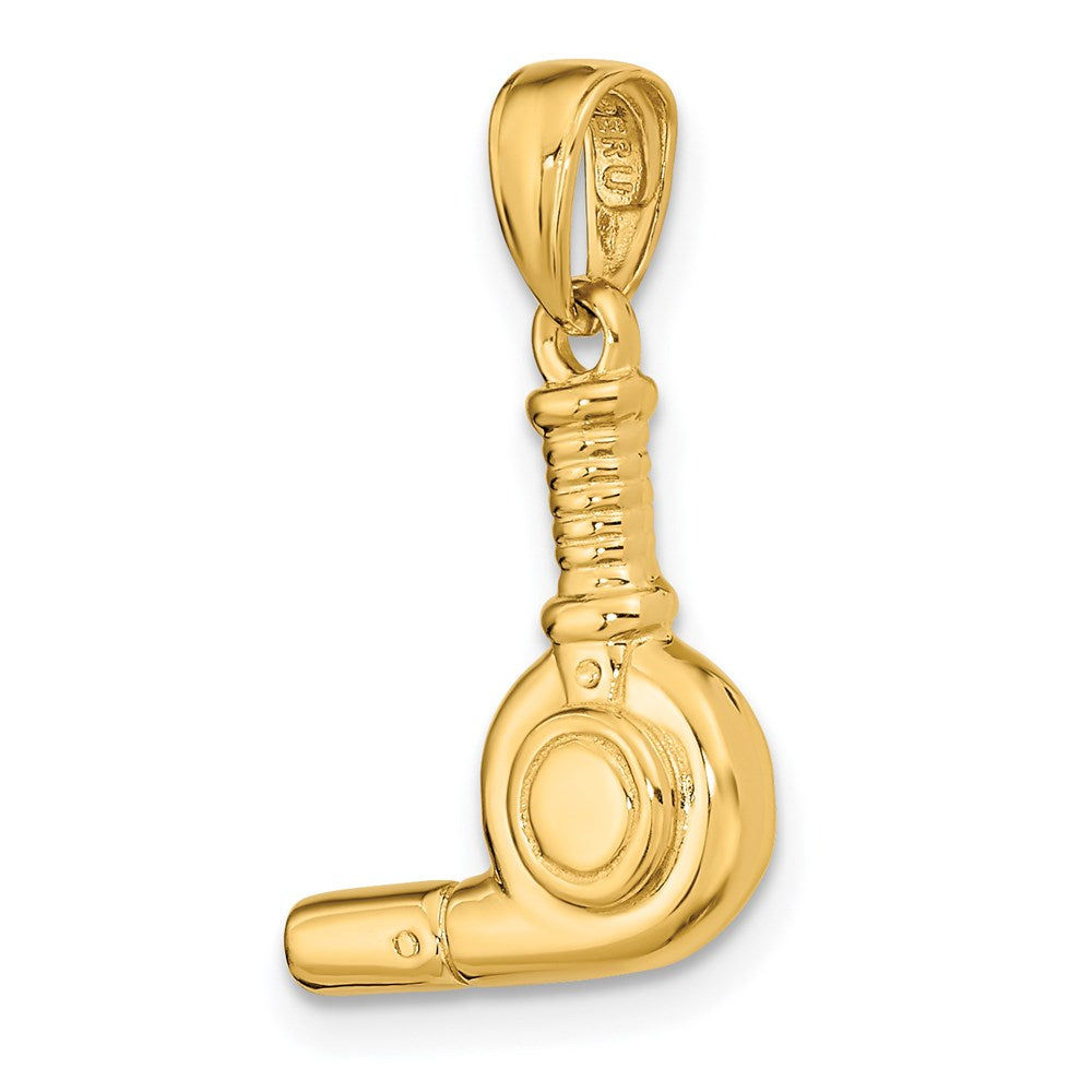 14 Karat Gelbgold 3D-Föhn-Anhänger