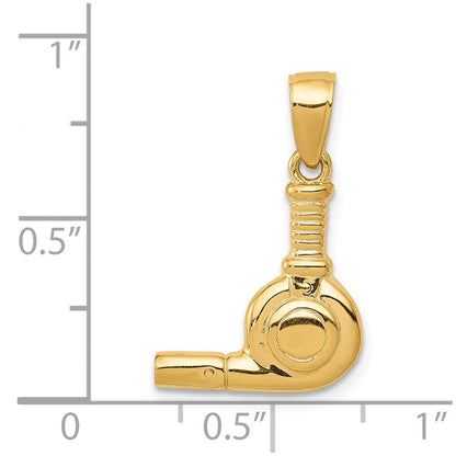 14 Karat Gelbgold 3D-Föhn-Anhänger