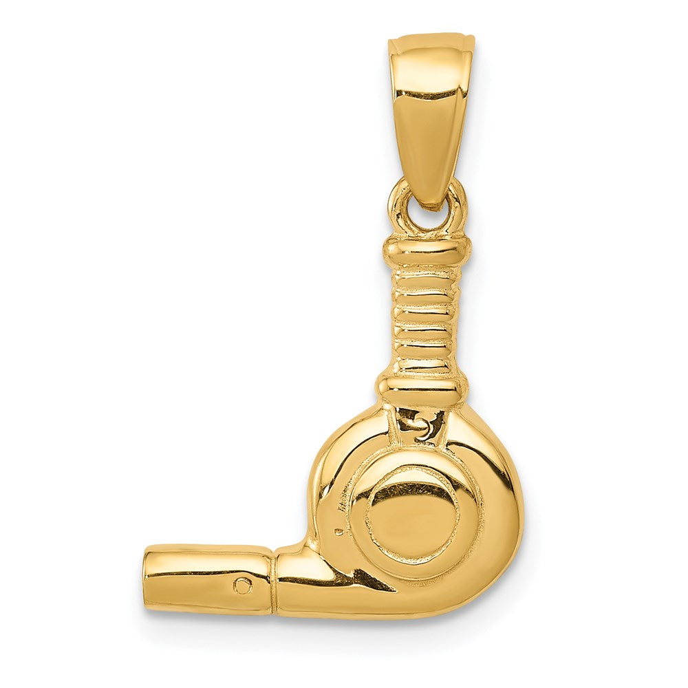 14 Karat Gelbgold 3D-Föhn-Anhänger