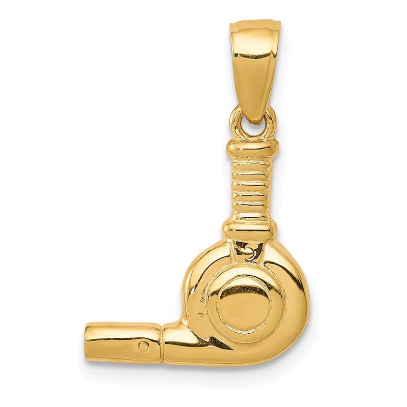 14 Karat Gelbgold 3D-Föhn-Anhänger