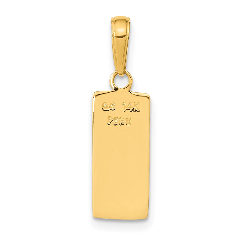 14K Gelbgold 3D-Goldbarren-Anhänger