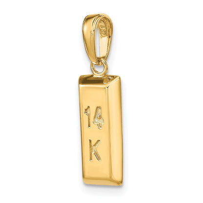 14K Gelbgold 3D-Goldbarren-Anhänger