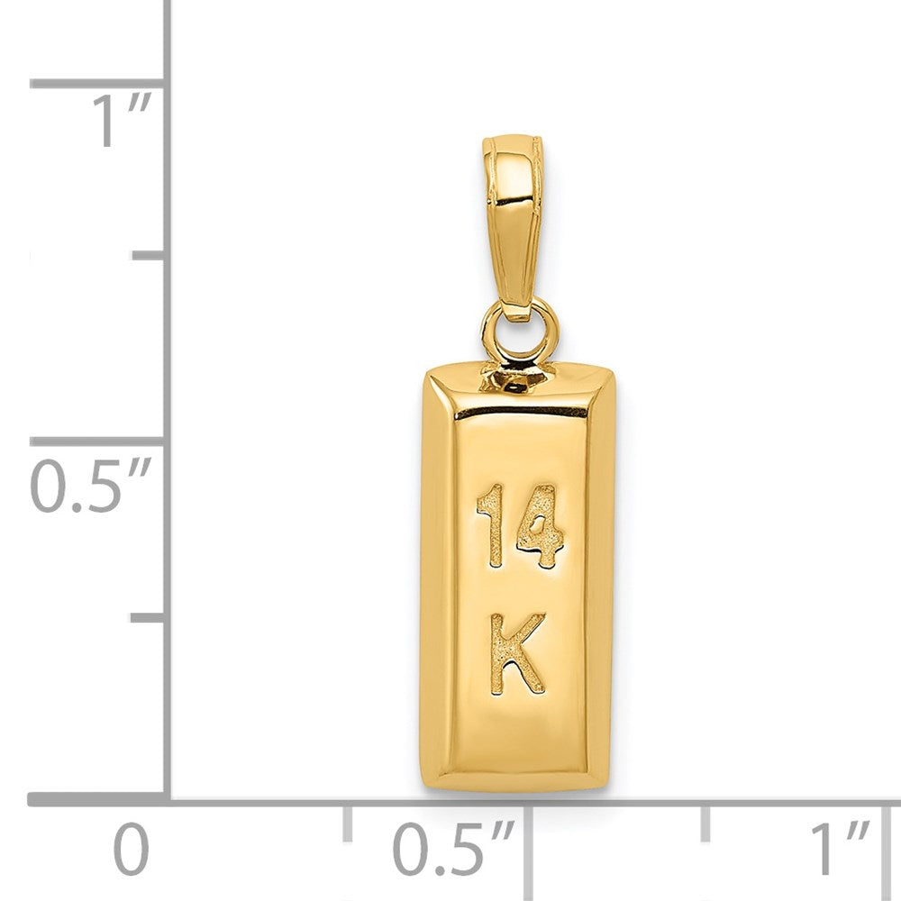 14K Gelbgold 3D-Goldbarren-Anhänger