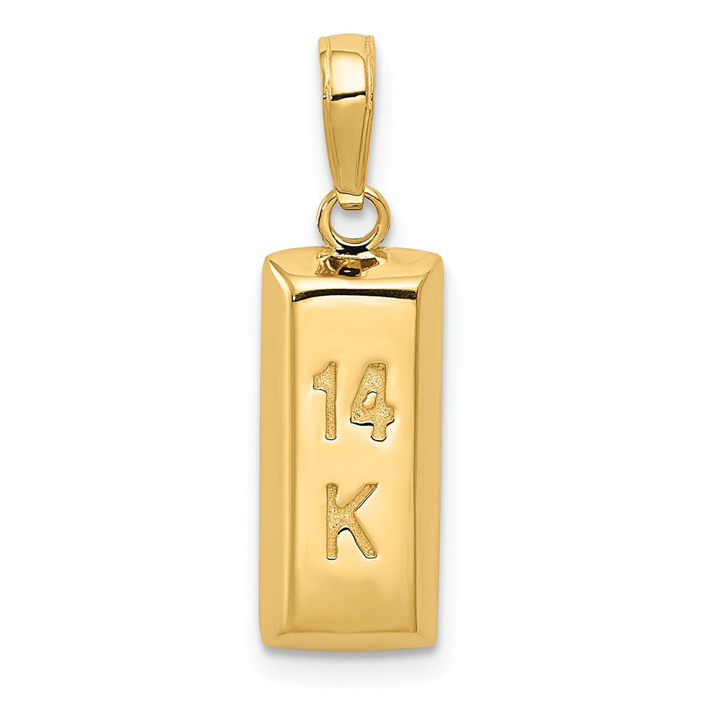 14K Gelbgold 3D-Goldbarren-Anhänger
