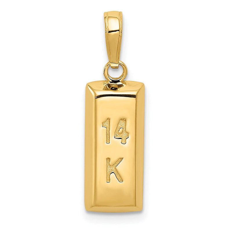 14K Gelbgold 3D-Goldbarren-Anhänger