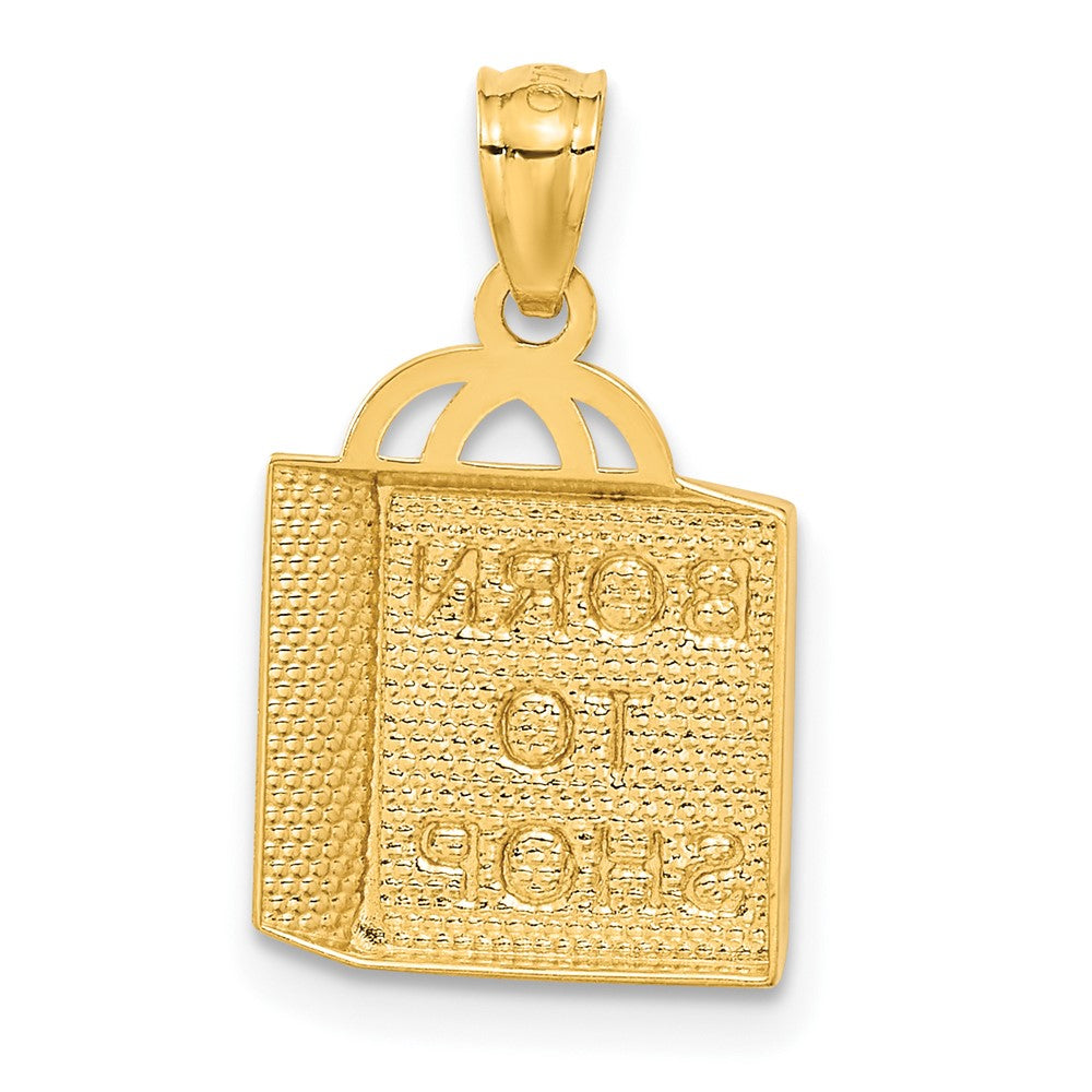 14K Gelbgold Shopping Bag mit Born To Shop Anhänger