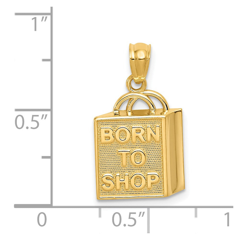 14K Gelbgold Shopping Bag mit Born To Shop Anhänger