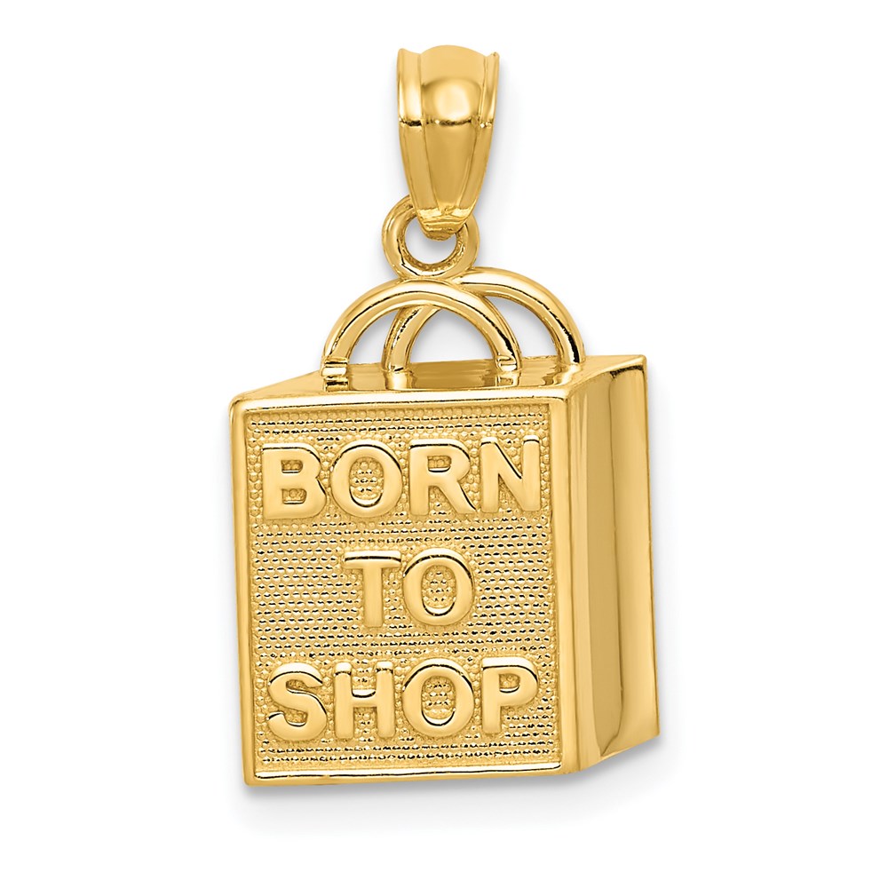 14K Gelbgold Shopping Bag mit Born To Shop Anhänger