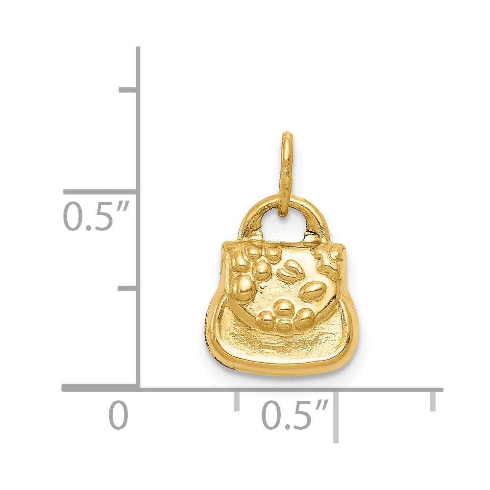 14K Gelbgold 3-d Purse Charm