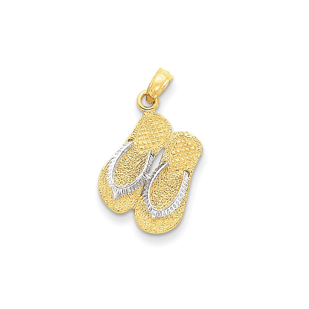 14K Gelb- und Rhodiumgold & Rhodium Großer Doppel-Flip-Flop-Anhänger