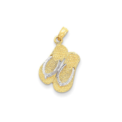 14K Gelb- und Rhodiumgold & Rhodium Großer Doppel-Flip-Flop-Anhänger