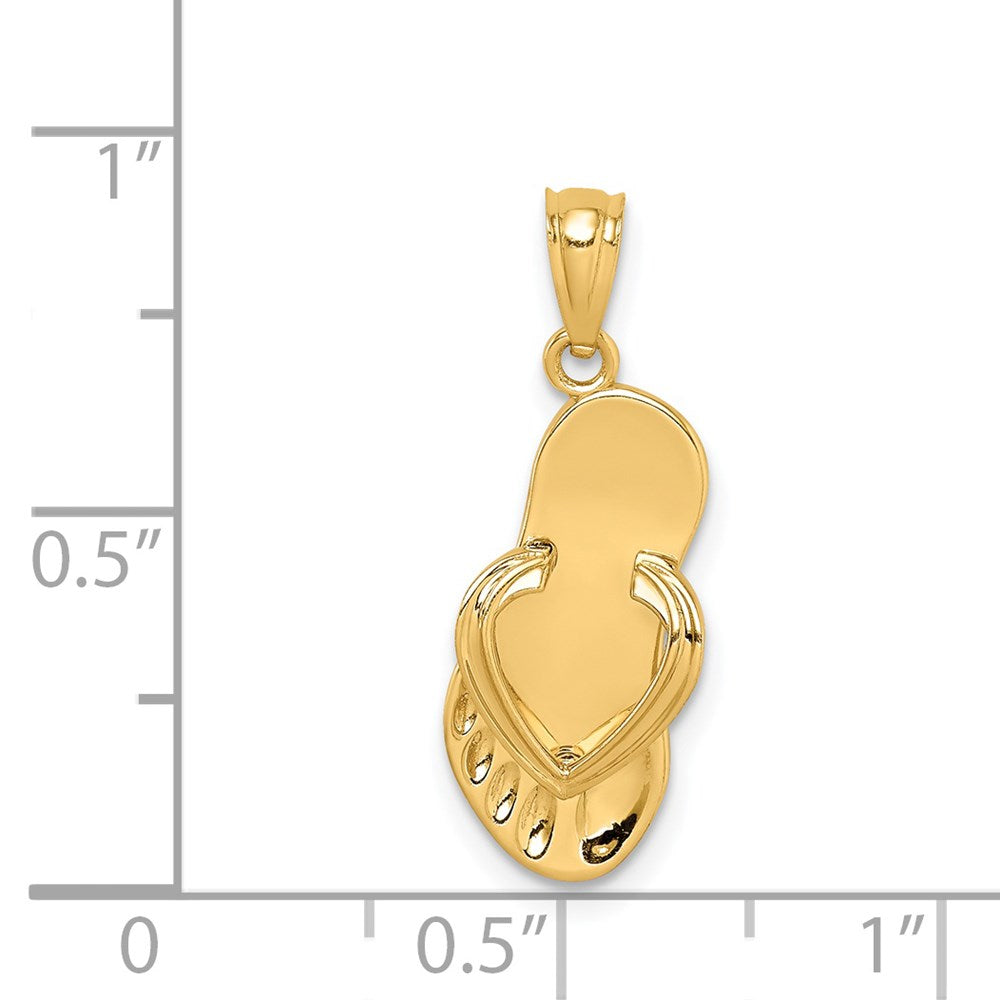 14K Gelbgold 3D-Flip-Flop-Anhänger