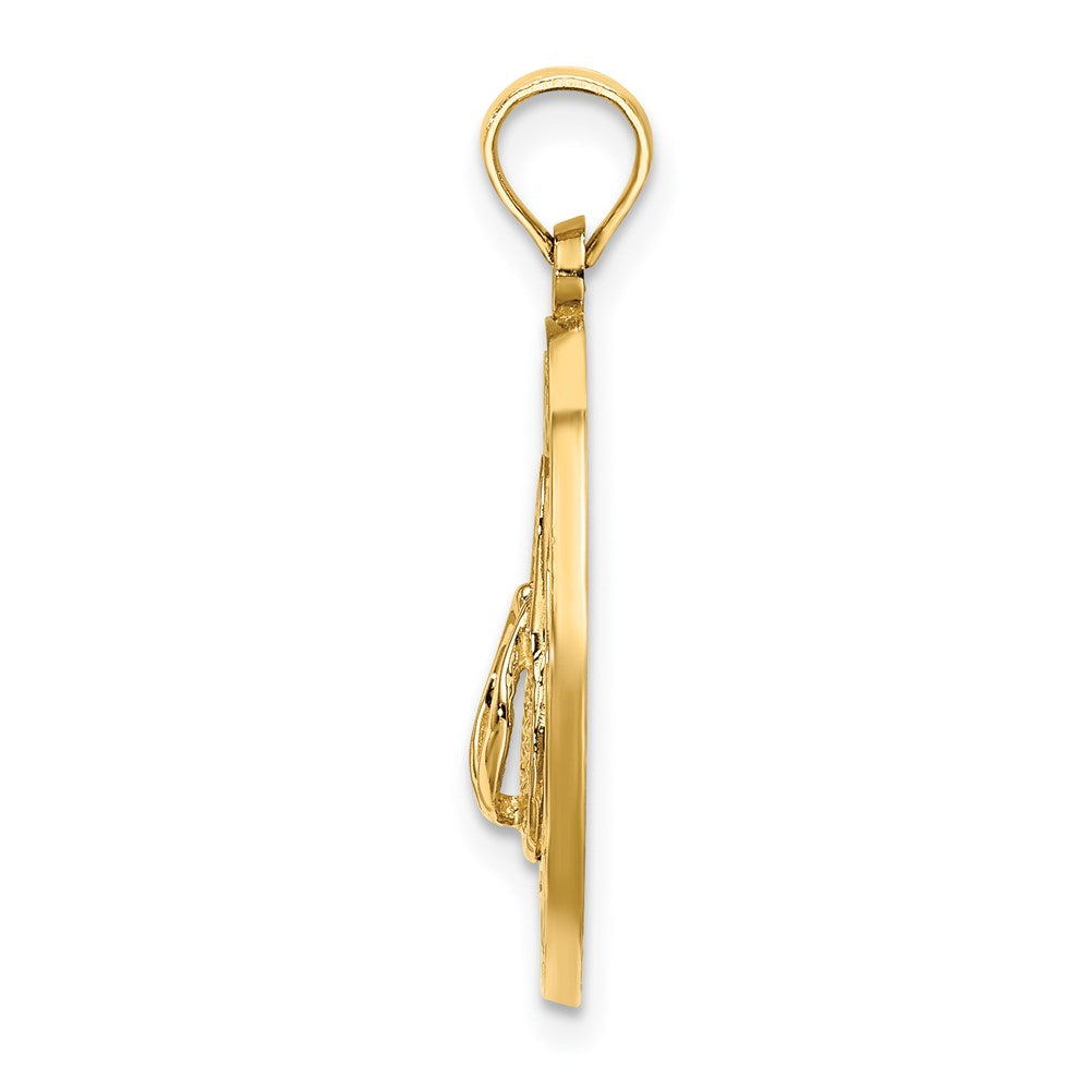 14 Karat Gelbgold "LIFES A BEACH" Kreis-Charm mit Flip-Flop-Anhänger