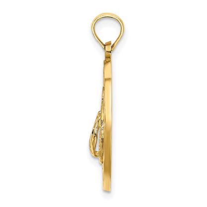 14 Karat Gelbgold "LIFES A BEACH" Kreis-Charm mit Flip-Flop-Anhänger