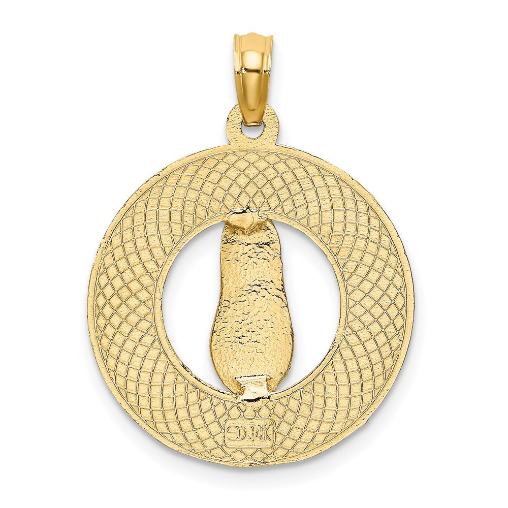 14 Karat Gelbgold "LIFES A BEACH" Kreis-Charm mit Flip-Flop-Anhänger