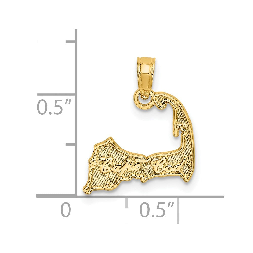 14K Gelbgold Cape Cod Karte Charm