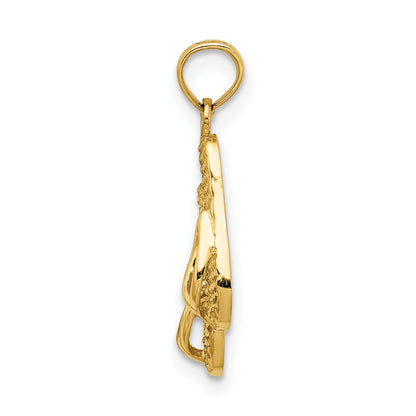 14K Gelbgold 3D CAPE COD Doppel-Flip-Flop-Charm