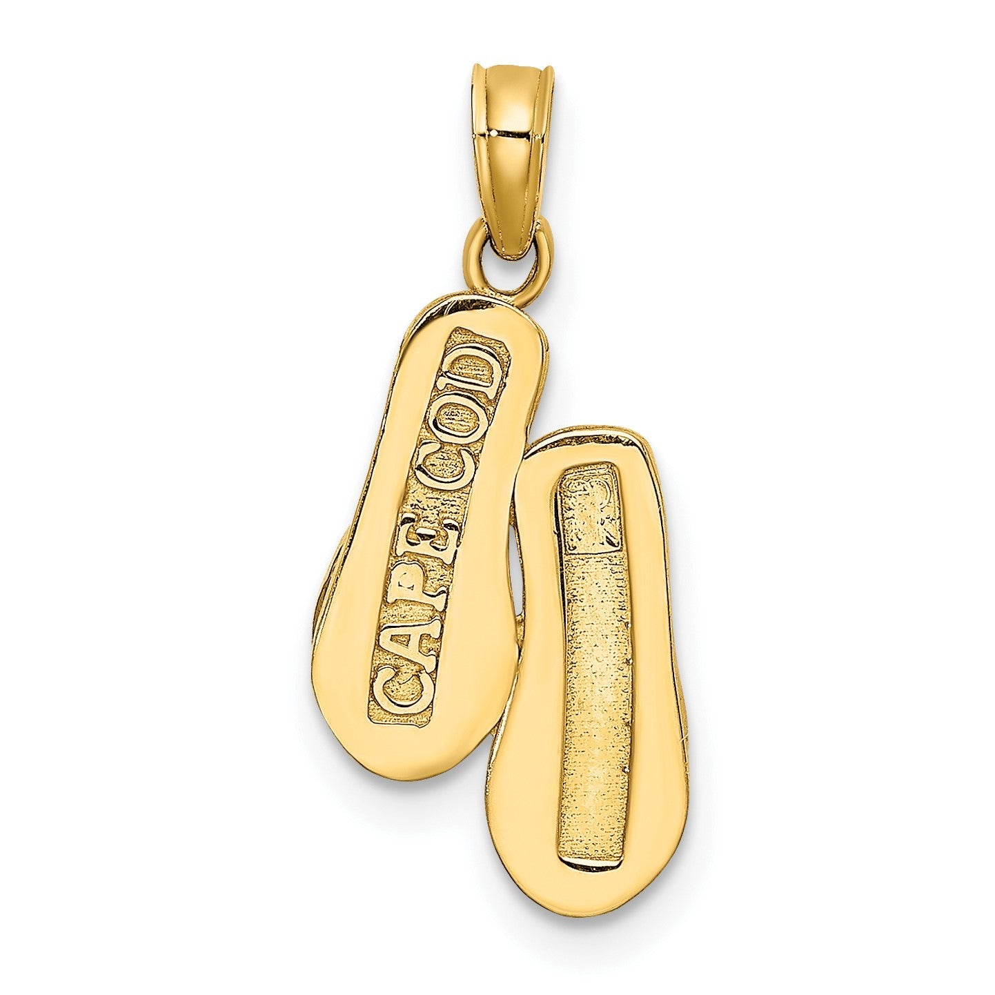 14K Gelbgold 3D CAPE COD Doppel-Flip-Flop-Charm