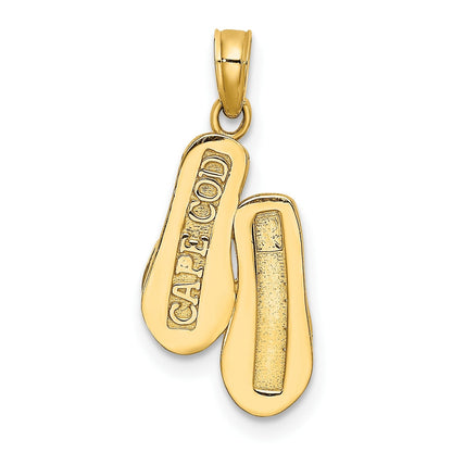 14K Gelbgold 3D CAPE COD Doppel-Flip-Flop-Charm
