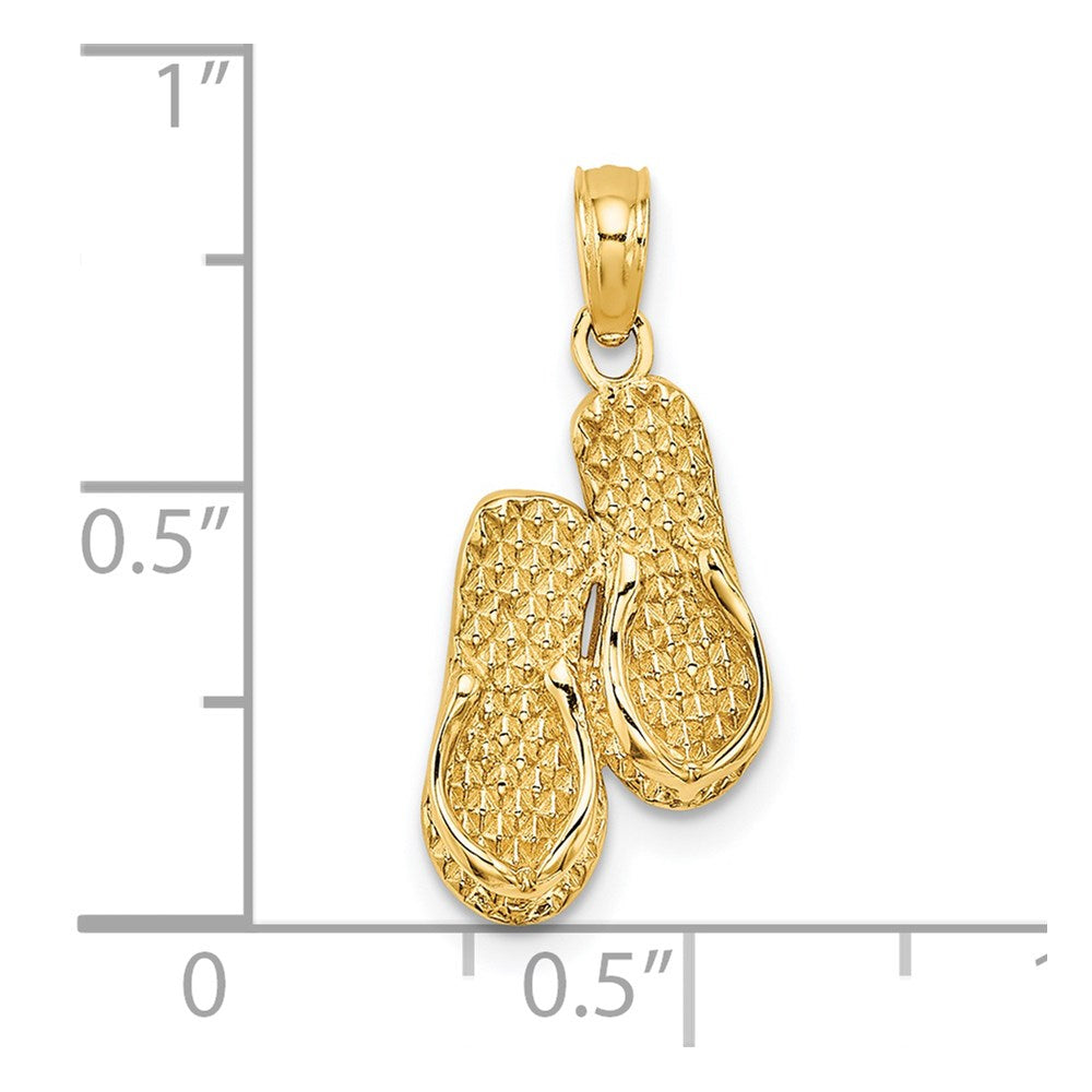 14K Gelbgold 3D CAPE COD Doppel-Flip-Flop-Charm