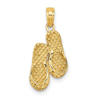 14K Gelbgold 3D CAPE COD Doppel-Flip-Flop-Charm