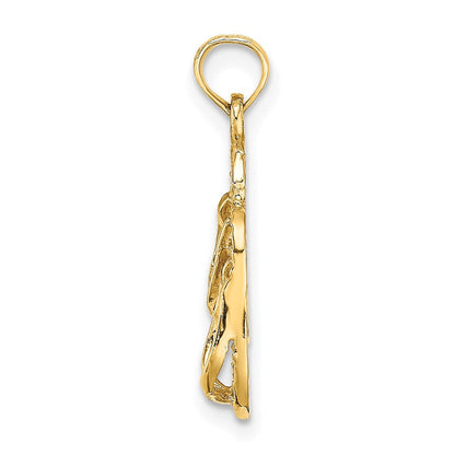 14K Gelbgold 3d Destin, Florida Doppelt Flip-flop Charm