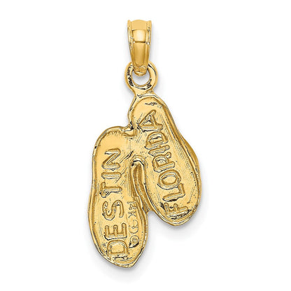 14K Gelbgold 3d Destin, Florida Doppelt Flip-flop Charm