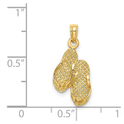 14K Gelbgold 3d Destin, Florida Doppelt Flip-flop Charm