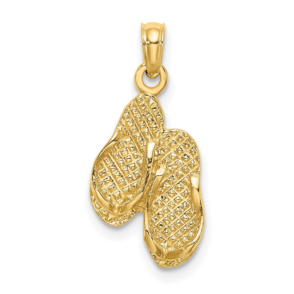 14K Gelbgold 3d Destin, Florida Doppelt Flip-flop Charm