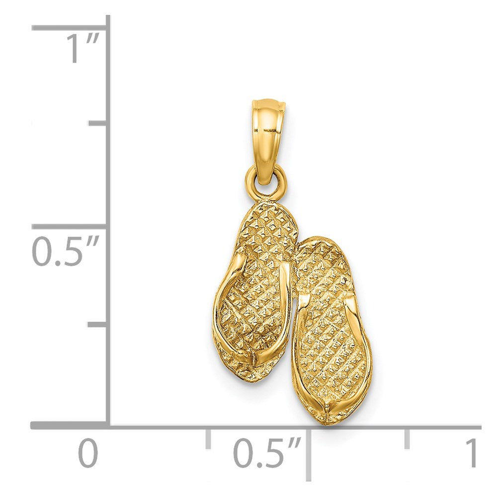14K Gelbgold 3D FT. MYERS Doppel-Flip-Flop-Charm