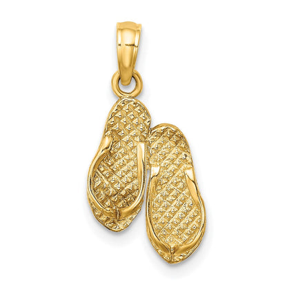 14K Gelbgold 3D FT. MYERS Doppel-Flip-Flop-Charm